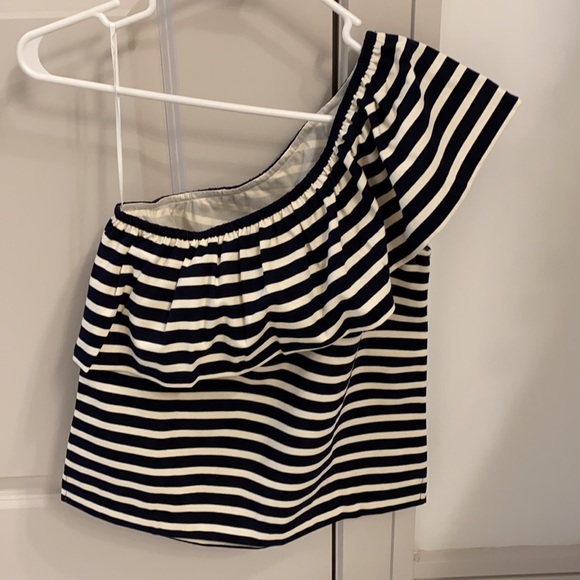 J.Crew Ruffle One-Shoulder Striped Top - Picture 4 of 6